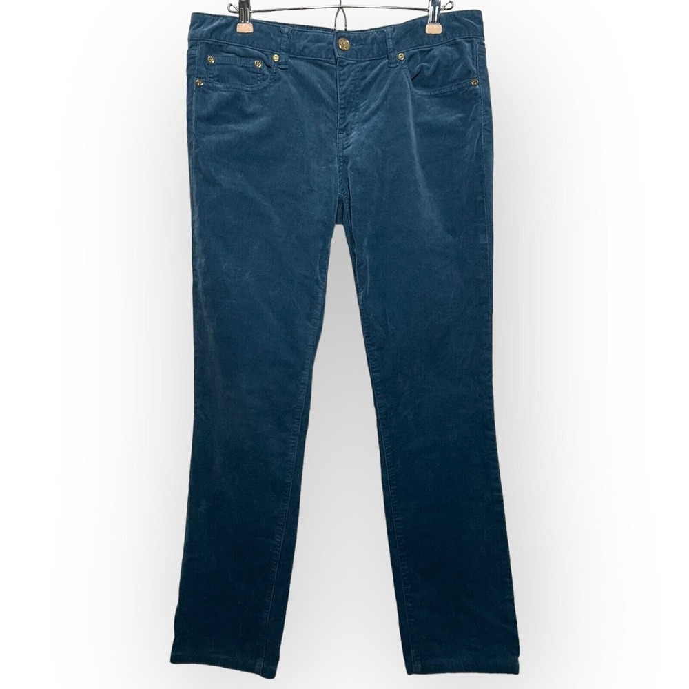 Tory Burch Teal Blue Mid Rise Stretch Corduroy Super Skinny Jean Size 29